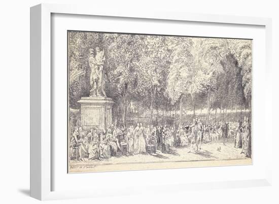 A Meeting in the Tuileries Gardens around a Statue, 1760 (Pair to 1163179)-Gabriel De Saint-aubin-Framed Giclee Print