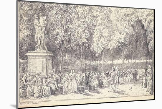 A Meeting in the Tuileries Gardens around a Statue, 1760 (Pair to 1163179)-Gabriel De Saint-aubin-Mounted Giclee Print