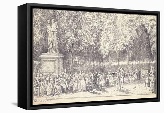 A Meeting in the Tuileries Gardens around a Statue, 1760 (Pair to 1163179)-Gabriel De Saint-aubin-Framed Stretched Canvas