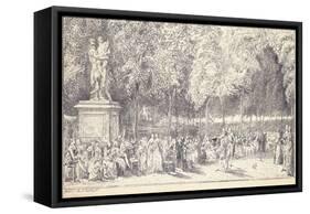 A Meeting in the Tuileries Gardens around a Statue, 1760 (Pair to 1163179)-Gabriel De Saint-aubin-Framed Stretched Canvas