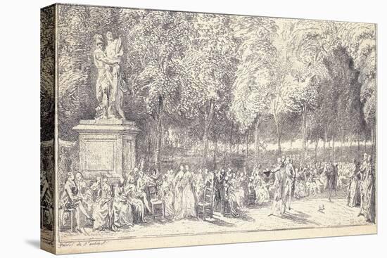 A Meeting in the Tuileries Gardens around a Statue, 1760 (Pair to 1163179)-Gabriel De Saint-aubin-Stretched Canvas