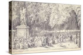 A Meeting in the Tuileries Gardens around a Statue, 1760 (Pair to 1163179)-Gabriel De Saint-aubin-Stretched Canvas