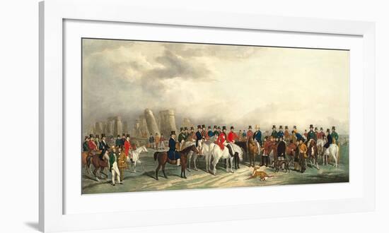 A Meeting of the Welsh Beagling Hounds at Stonehenge-William Barraud-Framed Premium Giclee Print