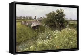 A Meeting on the Bridge-Emile Claus-Framed Stretched Canvas