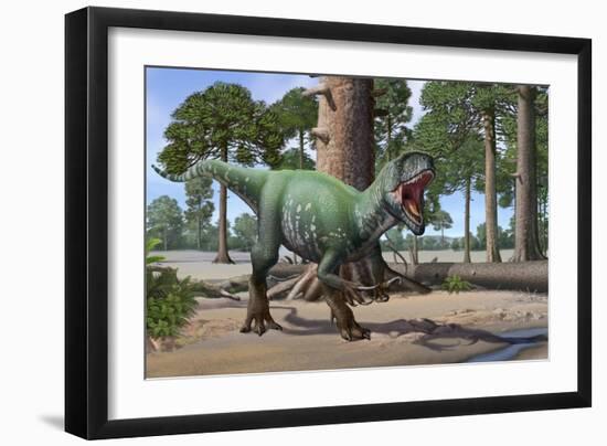 A Megaraptor Lets Out a Vicious Roar-null-Framed Art Print