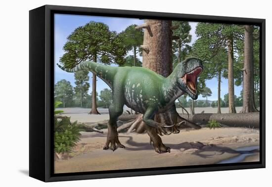 A Megaraptor Lets Out a Vicious Roar-null-Framed Stretched Canvas