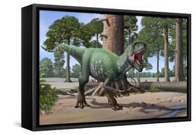 A Megaraptor Lets Out a Vicious Roar-null-Framed Stretched Canvas