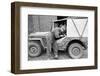 A Member of the British 49th Armoured Personnel Carrier Regiment Working Jeep's Convertible Roof-George Silk-Framed Photographic Print