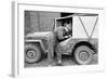 A Member of the British 49th Armoured Personnel Carrier Regiment Working Jeep's Convertible Roof-George Silk-Framed Photographic Print