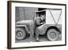 A Member of the British 49th Armoured Personnel Carrier Regiment Working Jeep's Convertible Roof-George Silk-Framed Photographic Print