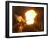 A Member of the Mocidade Samba School Spits Fire-null-Framed Photographic Print