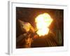 A Member of the Mocidade Samba School Spits Fire-null-Framed Photographic Print