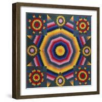 A Mennonite Pieced & Appliqued Cotton Quilted Coverlet, Pennsylvania, Late 19th Century-null-Framed Giclee Print