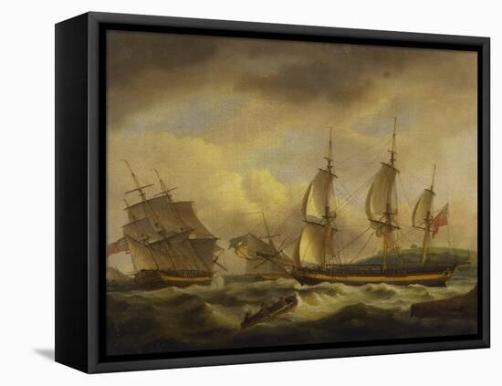 A Merchant Ship in Two Positions by an Estuary Off the South West Coast-Thomas Luny-Framed Stretched Canvas