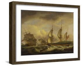 A Merchant Ship in Two Positions by an Estuary Off the South West Coast-Thomas Luny-Framed Giclee Print