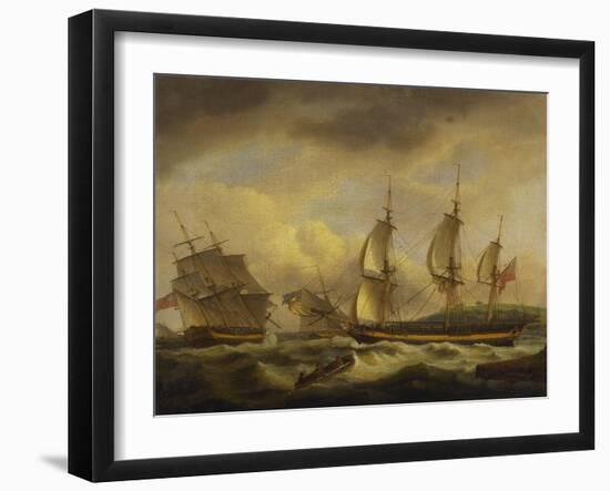 A Merchant Ship in Two Positions by an Estuary Off the South West Coast-Thomas Luny-Framed Giclee Print