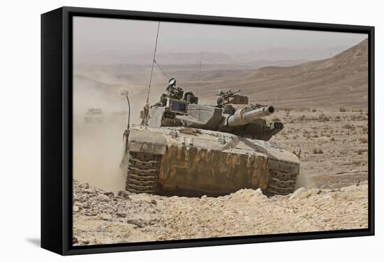 A Merkava Iii Main Battle Tank in the Negev Desert, Israel-Stocktrek Images-Framed Stretched Canvas