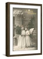 A Merry Christmas, Cherub and Girl-null-Framed Art Print