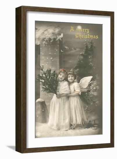 A Merry Christmas, Cherub and Girl-null-Framed Art Print