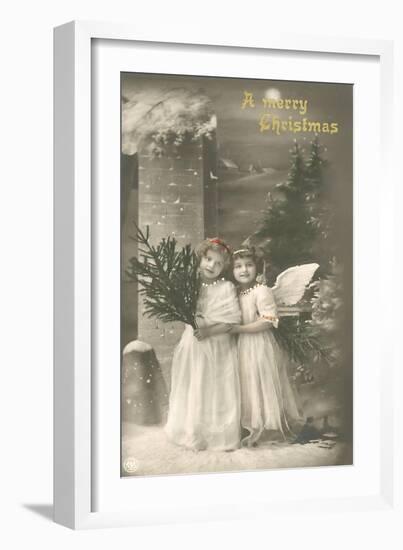 A Merry Christmas, Cherub and Girl-null-Framed Art Print