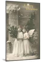 A Merry Christmas, Cherub and Girl-null-Mounted Art Print
