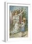 A Merry Christmas Postcard with an Angel and Little Girl-null-Framed Giclee Print