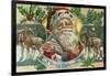 A Merry Christmas Santa and Reindeer Scene-Lantern Press-Framed Art Print