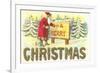 A Merry Christmas, Santa at Sign-null-Framed Premium Giclee Print