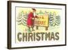 A Merry Christmas, Santa at Sign-null-Framed Art Print