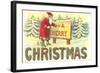 A Merry Christmas, Santa at Sign-null-Framed Art Print
