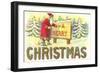 A Merry Christmas, Santa at Sign-null-Framed Art Print