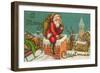 A Merry Christmas, Santa Entering Chimney-null-Framed Art Print