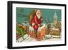 A Merry Christmas, Santa Entering Chimney-null-Framed Art Print