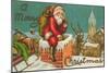 A Merry Christmas, Santa Entering Chimney-null-Mounted Art Print