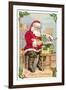 A Merry Christmas, Santa in Workshop-null-Framed Art Print