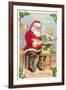 A Merry Christmas, Santa in Workshop-null-Framed Art Print