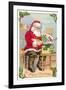 A Merry Christmas, Santa in Workshop-null-Framed Art Print