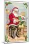 A Merry Christmas, Santa in Workshop-null-Mounted Art Print