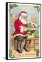 A Merry Christmas, Santa in Workshop-null-Framed Stretched Canvas
