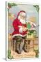 A Merry Christmas, Santa in Workshop-null-Stretched Canvas