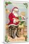 A Merry Christmas, Santa in Workshop-null-Mounted Art Print