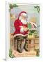 A Merry Christmas, Santa in Workshop-null-Framed Art Print