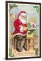 A Merry Christmas, Santa in Workshop-null-Framed Art Print