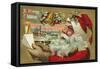 A Merry Christmas - Santa's List Postcard-null-Framed Stretched Canvas