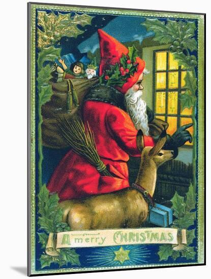 A Merry Christmas, Santa Tapping on the Window Card-null-Mounted Giclee Print