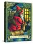 A Merry Christmas, Santa Tapping on the Window Card-null-Stretched Canvas