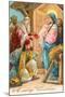 A Merry Christmas, Wise Men at Manger-null-Mounted Art Print