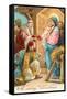 A Merry Christmas, Wise Men at Manger-null-Framed Stretched Canvas