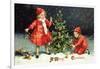 A Merry Christmas with Two Children Decorating Tree-K.J. Historical-Framed Giclee Print