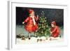 A Merry Christmas with Two Children Decorating Tree-K.J. Historical-Framed Giclee Print